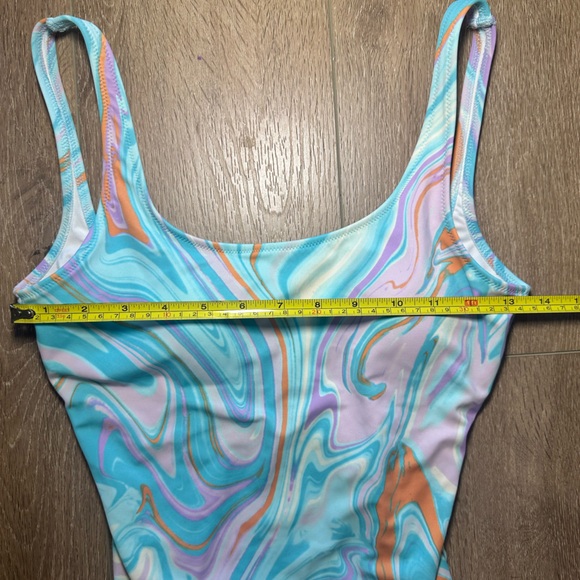 Victoria’s Secret PINK One Piece Swimsuit Medium Teal Pink Swirl - Picture 9 of 11